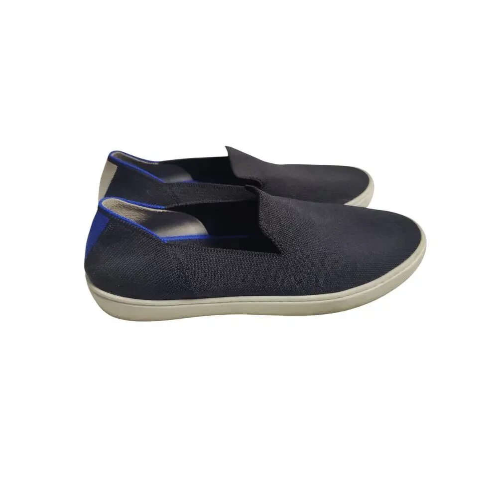 Rothys Women's Sz 10 Black Blue Original Slip On Sneakers Washable Recycled